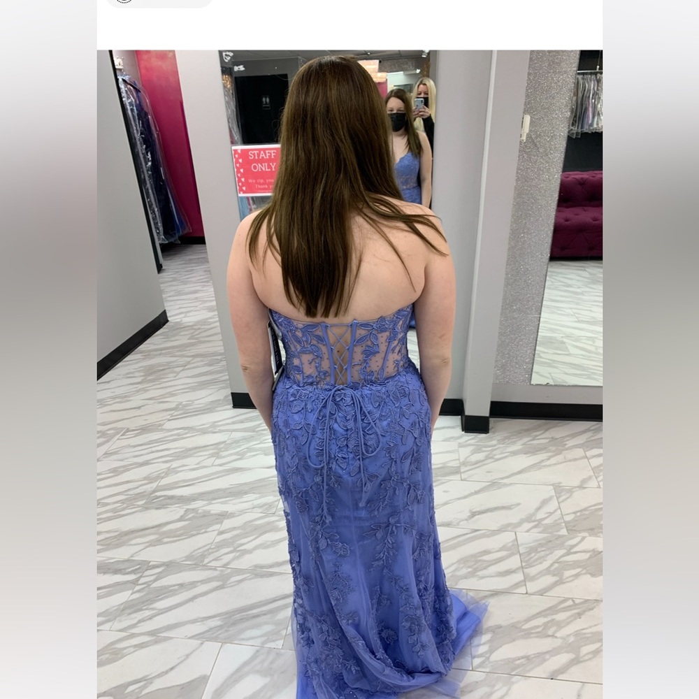 Sherri Hill Periwinkle corset top, sweetheart neckline, fitted gown, Size 14 - Picture 9 of 10